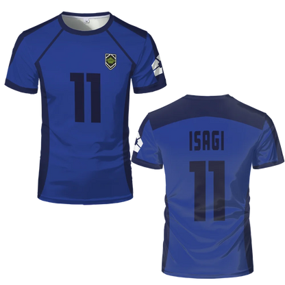 Blue Lock Anime T Shirts 2024 Summer Mens Short Sleeved Cartoon Football Jersey T-shirt Adults Kids Soccer Isagi Cosplay Uniform