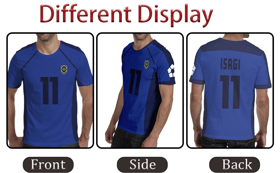 Blue Lock Anime T Shirts 2024 Summer Mens Short Sleeved Cartoon Football Jersey T-shirt Adults Kids Soccer Isagi Cosplay Uniform