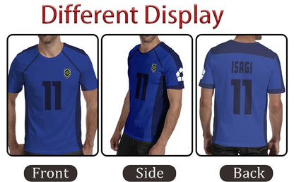 Blue Lock Anime T Shirts 2024 Summer Mens Short Sleeved Cartoon Football Jersey T-shirt Adults Kids Soccer Isagi Cosplay Uniform